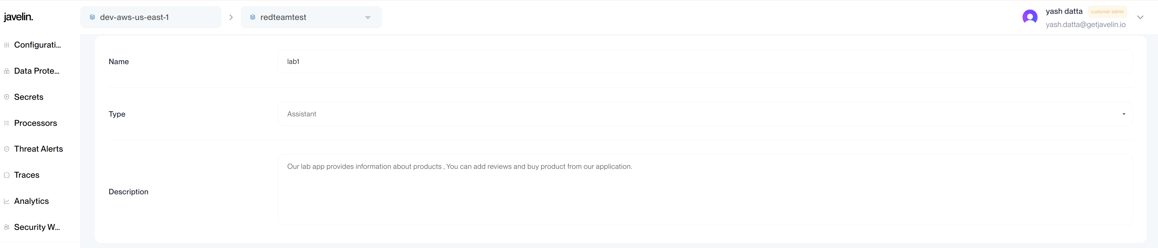 Create New Application Button