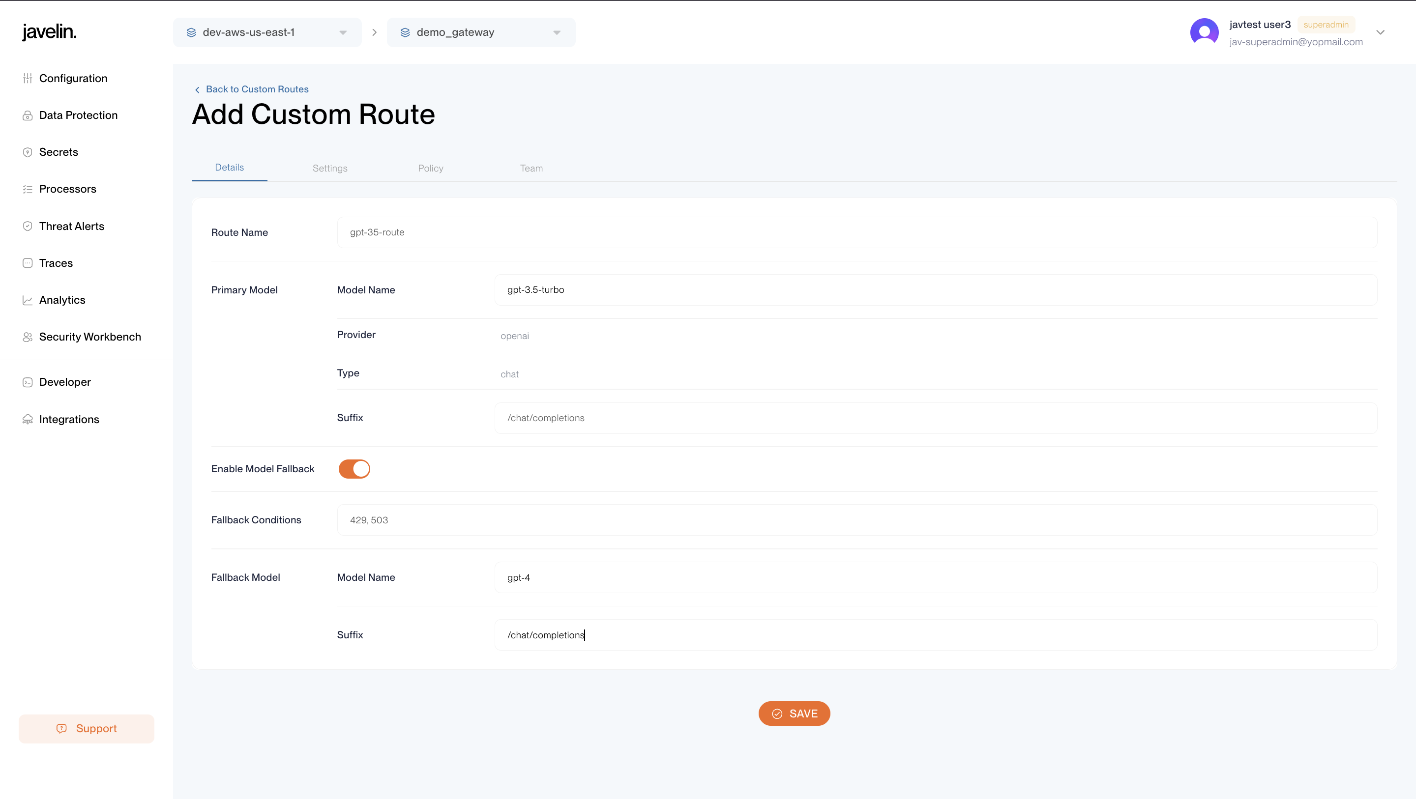 Route Configuration