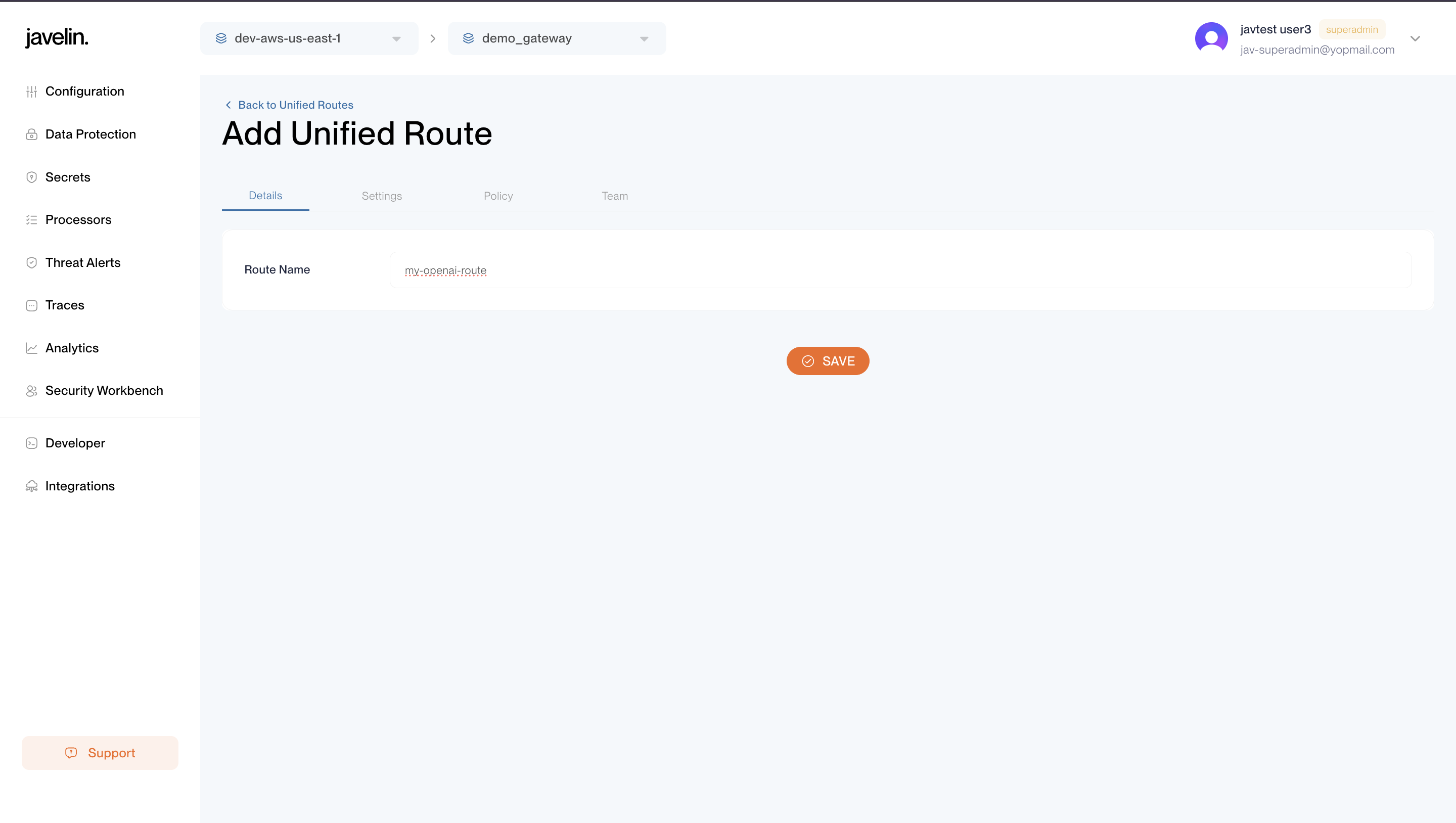 Route Configuration