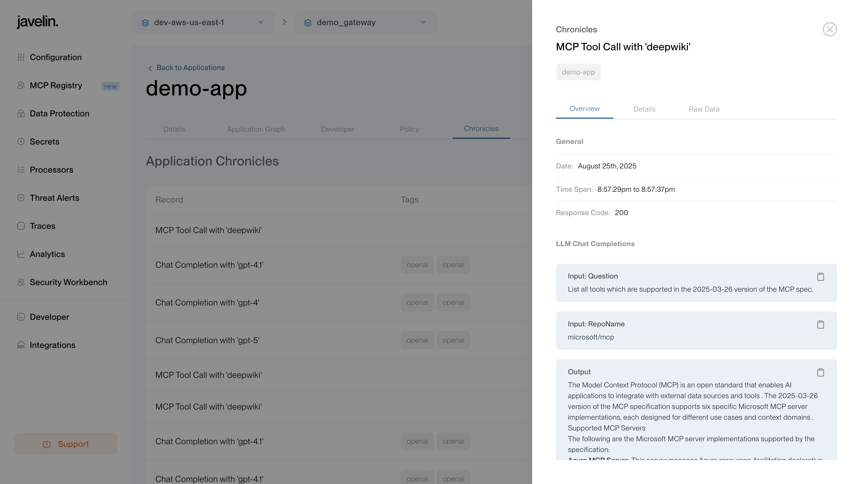 Application Chronicles Tab