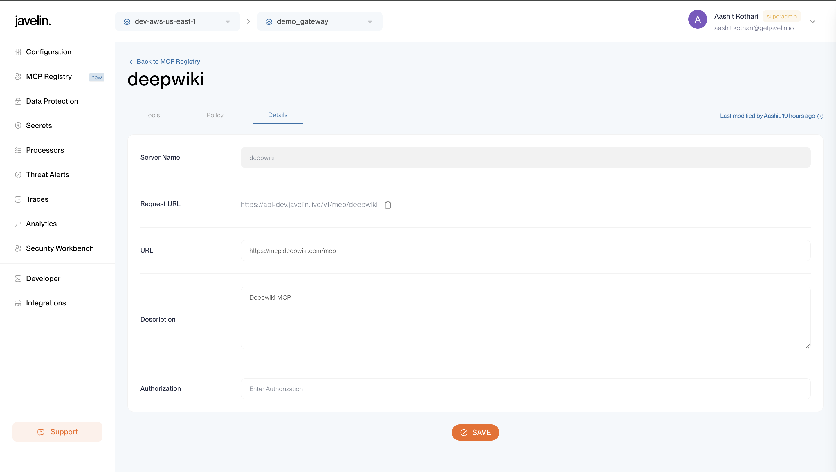 MCP Registry Details Tab