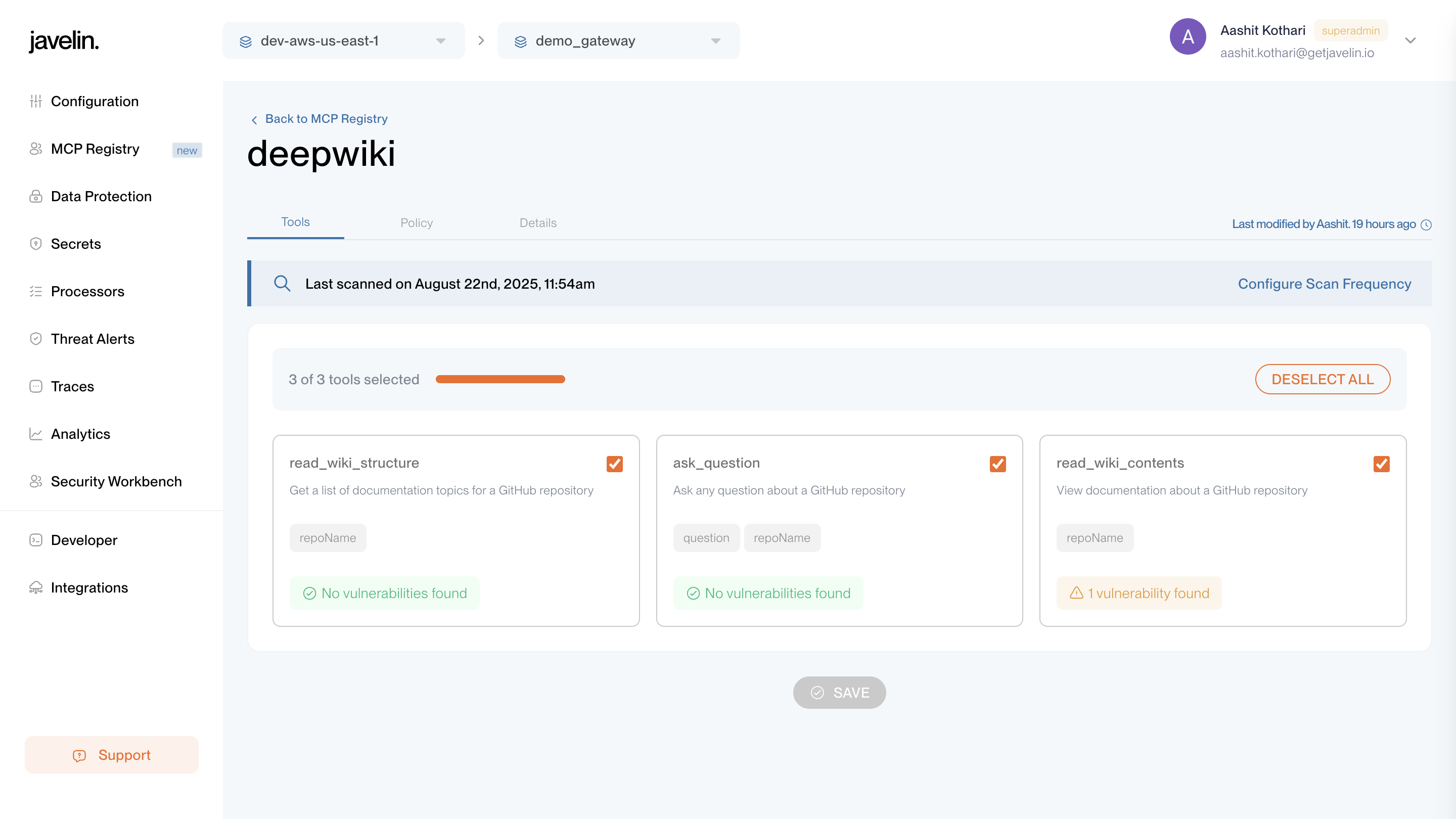 MCP Registry Tools Tab