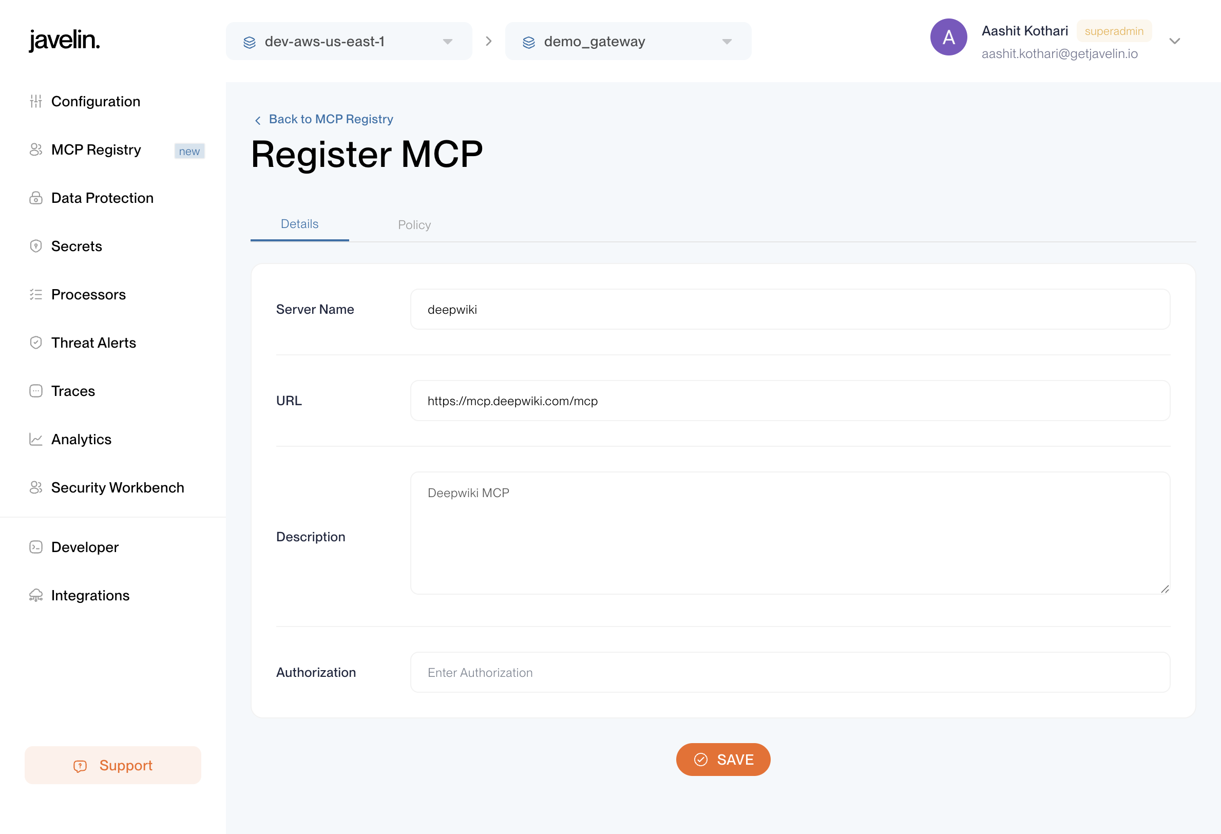 MCP Registry Details Tab