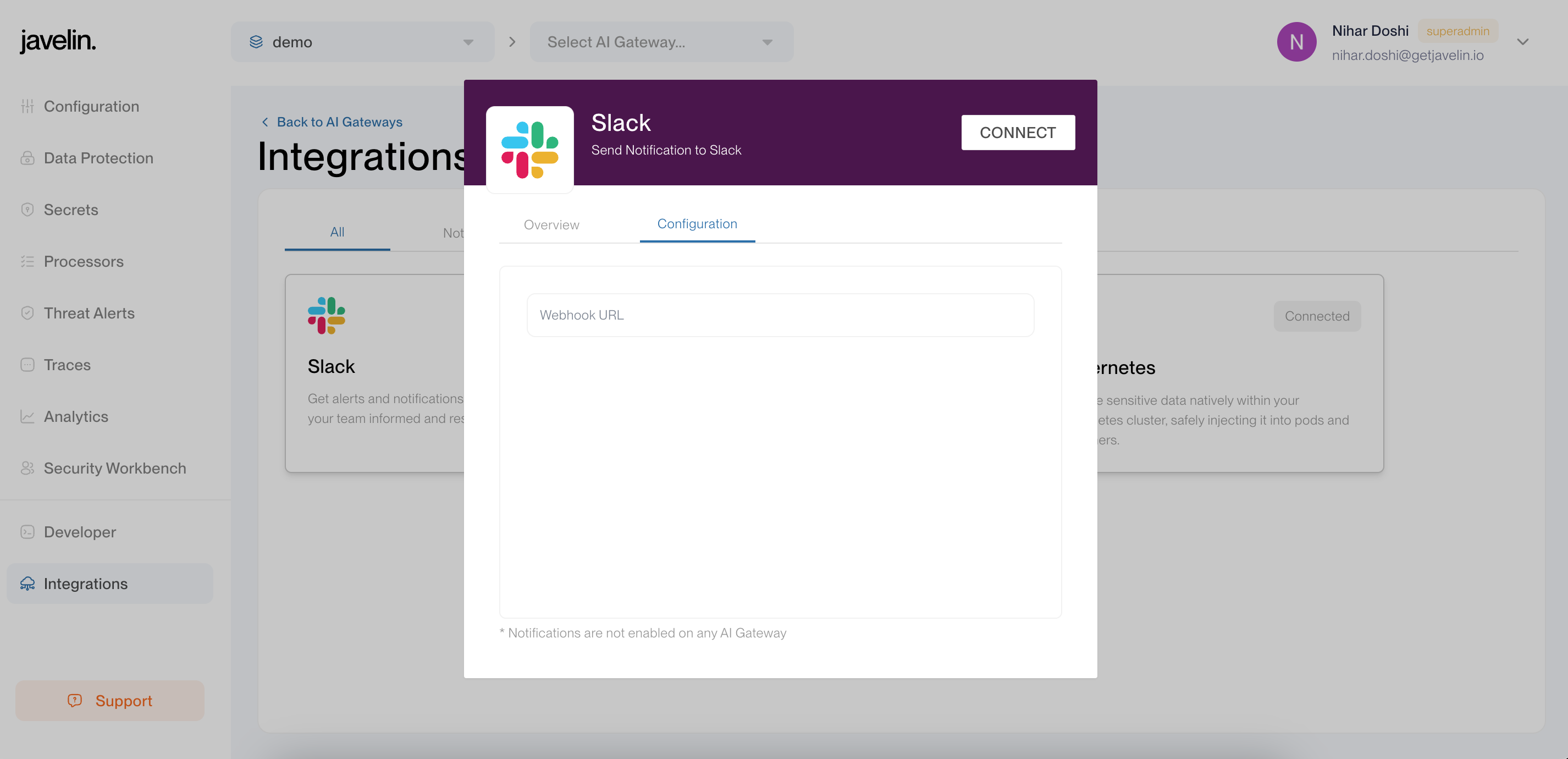 Slack Config Page Image
