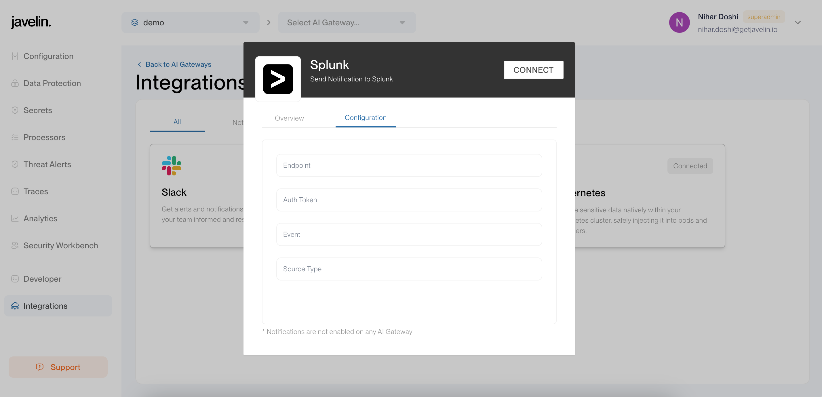 Splunk Config Page Image